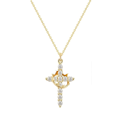 Aaliyah Jewels Cross & Crown Necklace
